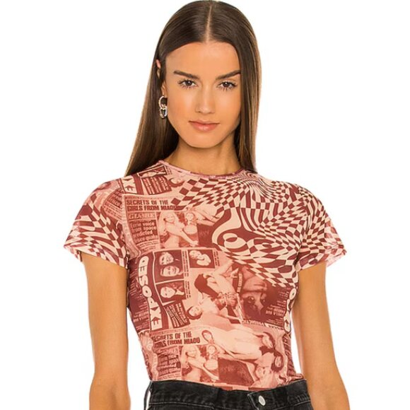 Miaou Mini Tee in Wanted Red Sz L - Picture 1 of 7